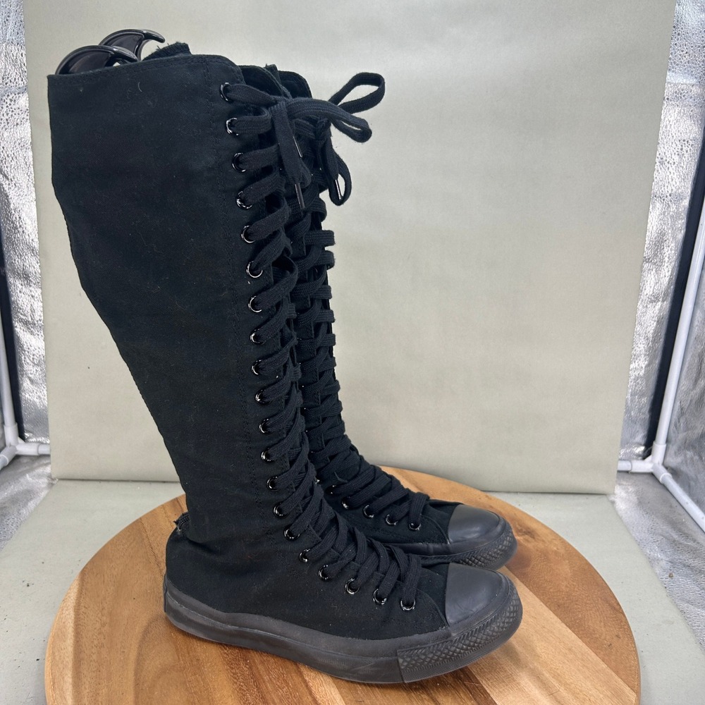 Converse Chuck Taylor All Star XX Hi Knee High Black Canvas Boots Womens Size 9